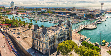 luka port vell u Barceloni, Španjolska, europska putovanja zrakoplovom