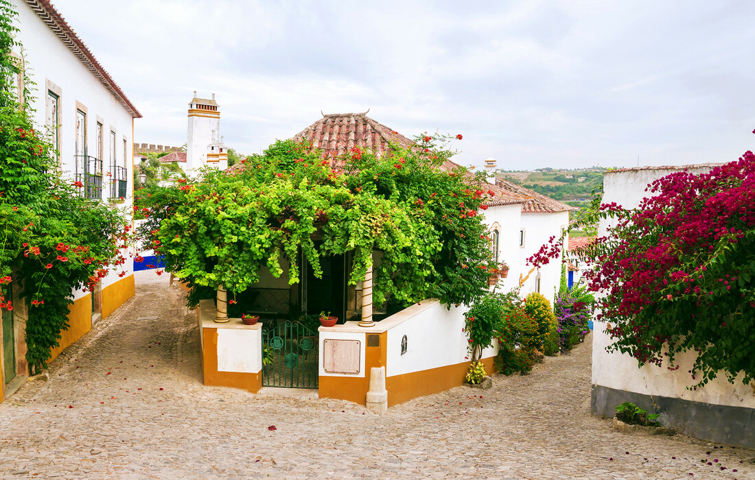 ulice Obidosa u cvijeću, putovanje Lisabon i mala portugalska tura