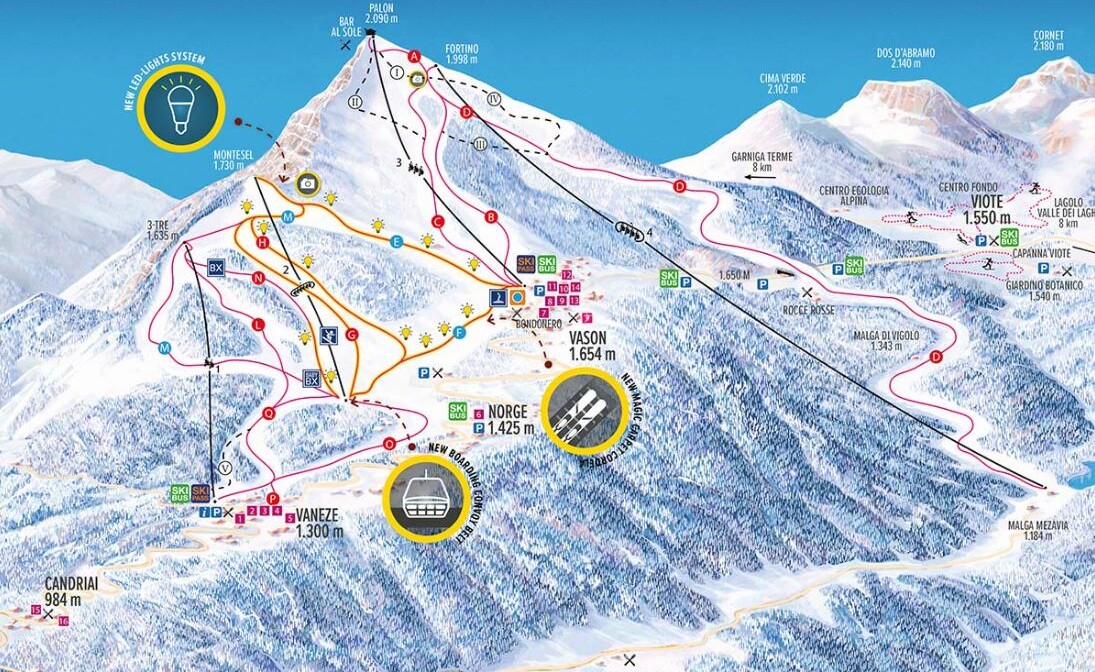 Monte Bodone, ski karta