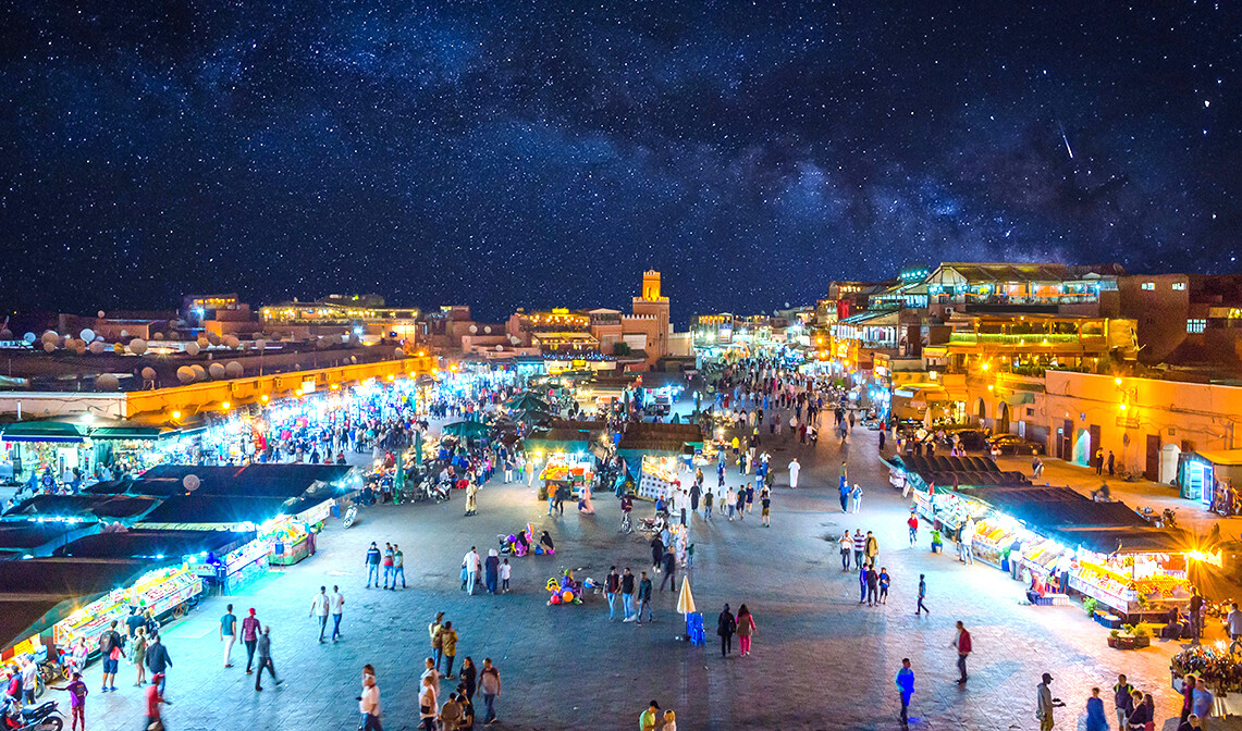 Maroko, Jamaa el Fna market square in Marrakesh's