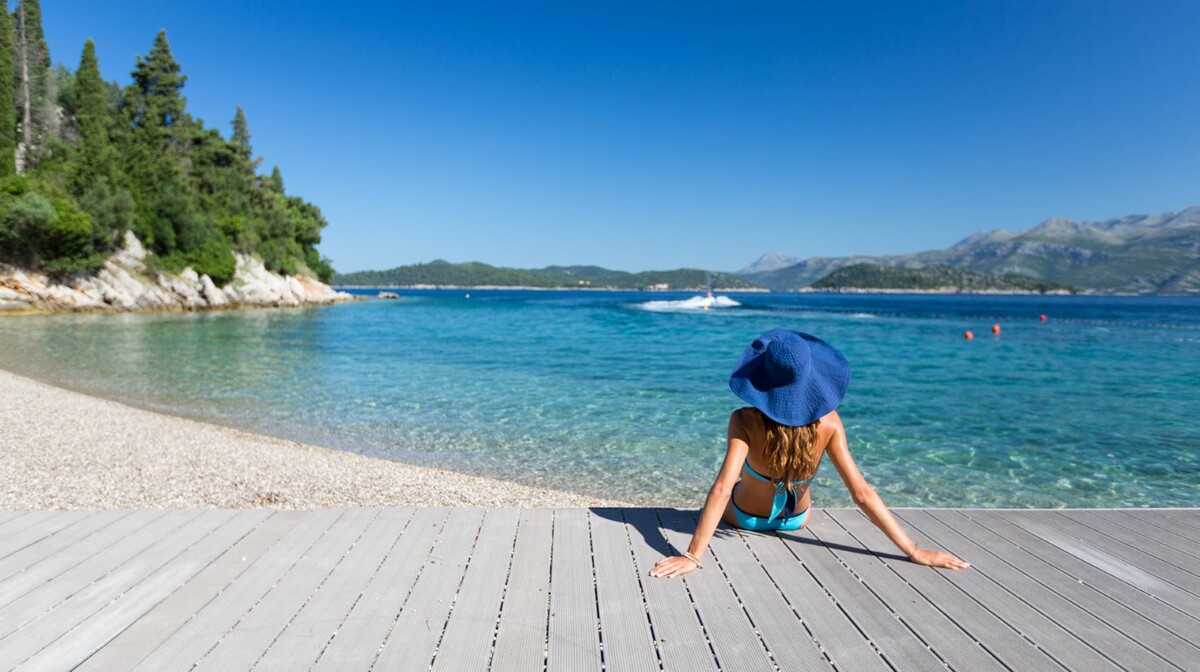 Plaža hotele Lafodia na otoku Lopudu.