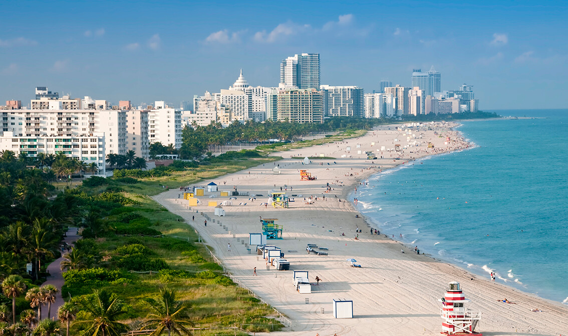 Pješčana plaža Miami beach, putovanje Florida, Amerika, garantirani polasci