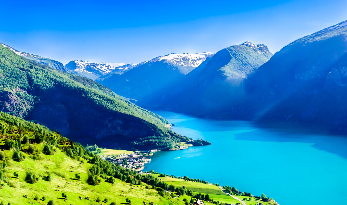 Norveška, Aurlandfjord i Sognefjord s vidikovca Stegastein