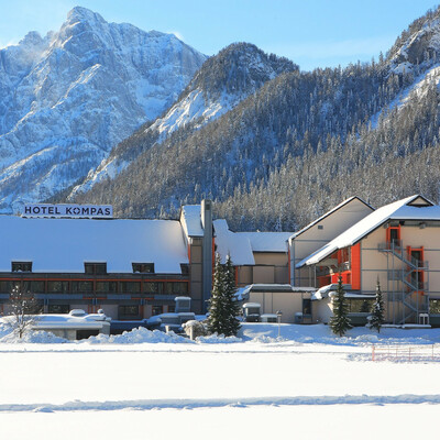 Slovenija, skijanje Kranjska Gora, Hotel Kompas, panorama