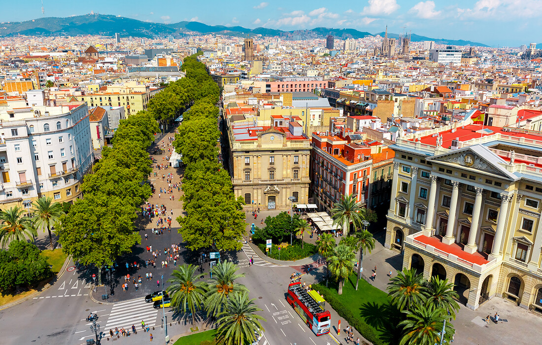 ulica Las Ramblas u Barceloni, putovanje avionom, Mondo travel