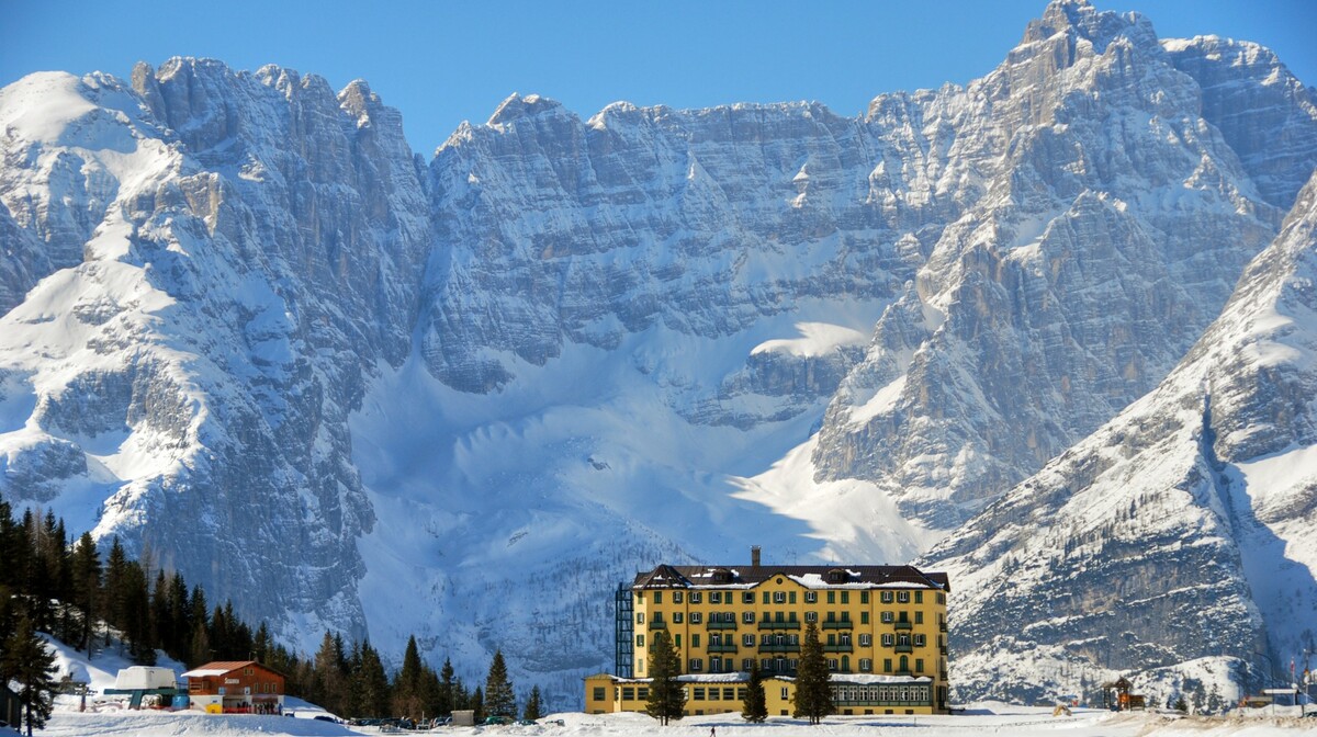 Zaleđeno jezero, lago di misurina, skijanje Cortina, skijanje italija, dolomiti