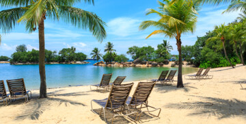 Pješčana plaža na otoku Sentosa, putovanje Singapur, daleka putovanja