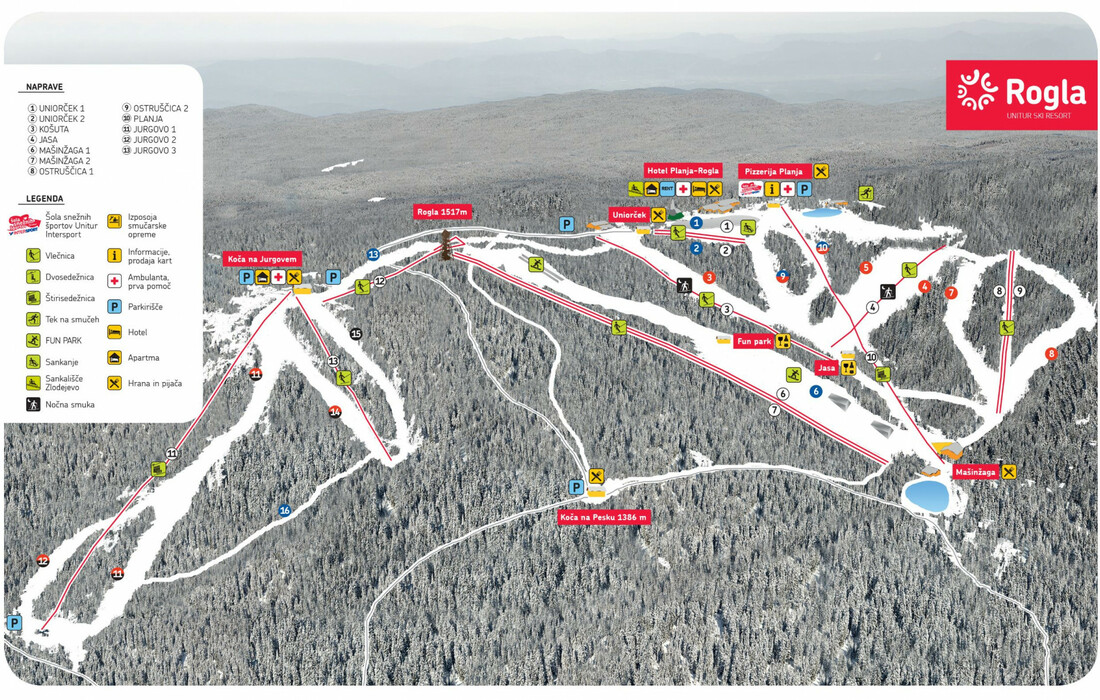 Rogla, ski map