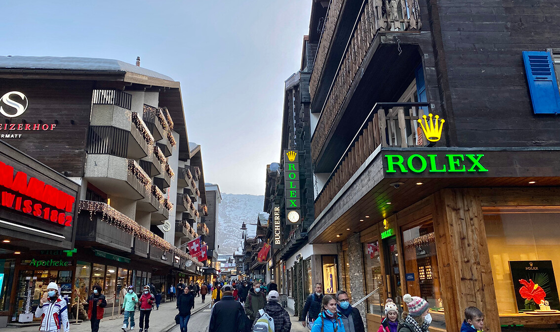 Glavna shopping ulica, Zermatt skijanje, putovanje Švicarska, putovanje autobusom, garanirani polasc