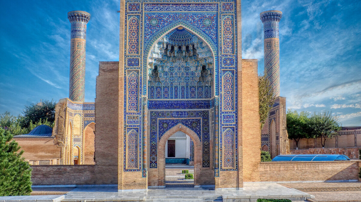 Uzbekistan Pročelje mauzoleja Gur-e-Mir, Samarkand