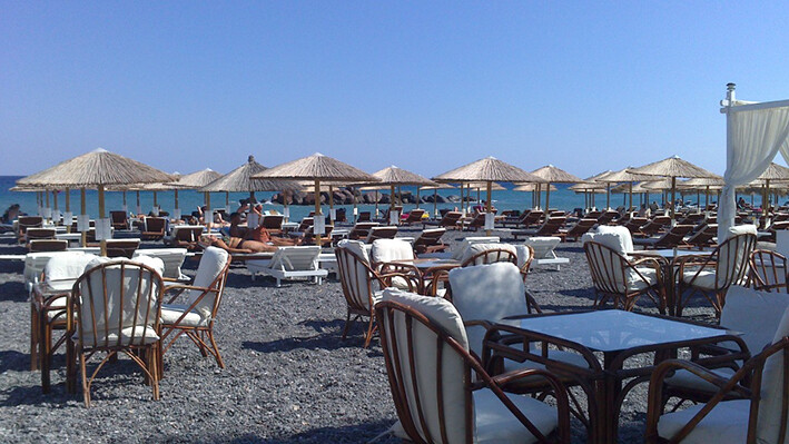 Santorini first minute, Hotel Kamari Beach, plaža