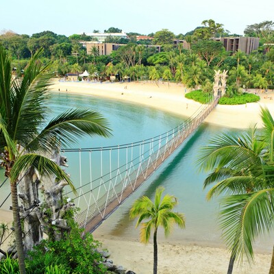 Pješčana plaža na otoku Sentosa, putovanje Singapur, daleka putovanja