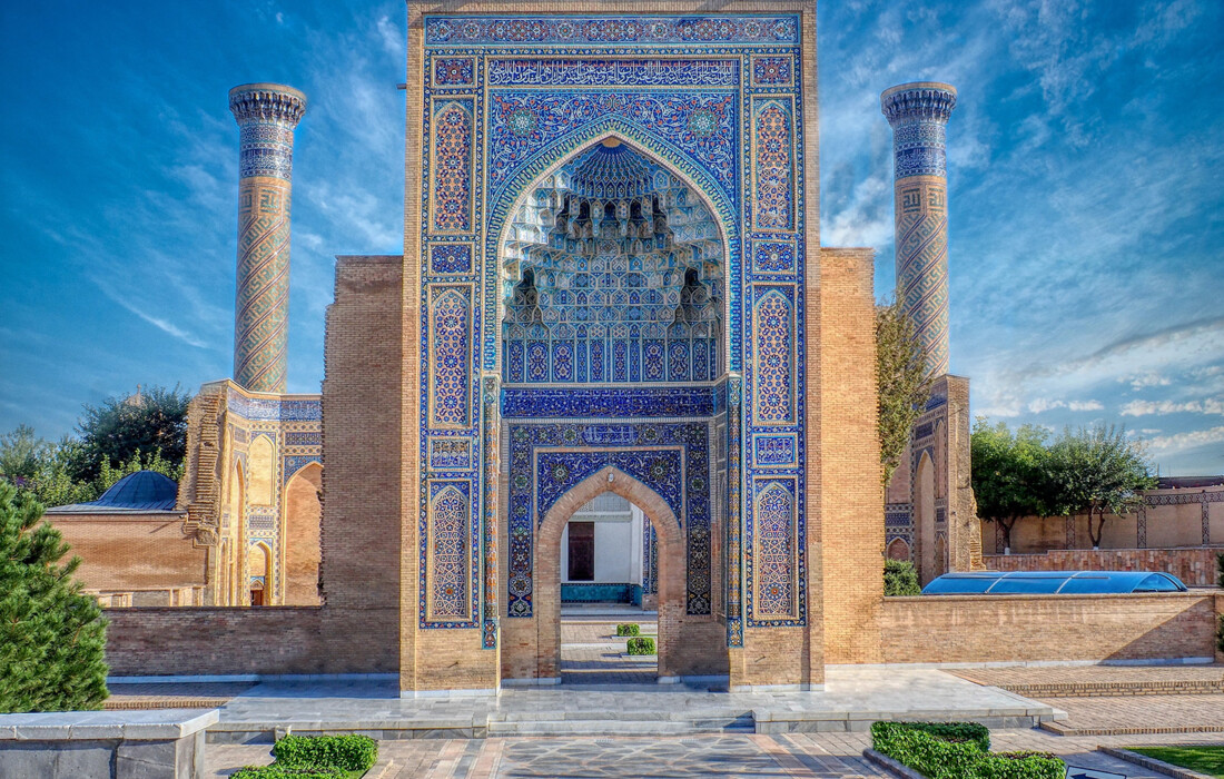 Uzbekistan Pročelje mauzoleja Gur-e-Mir, Samarkand