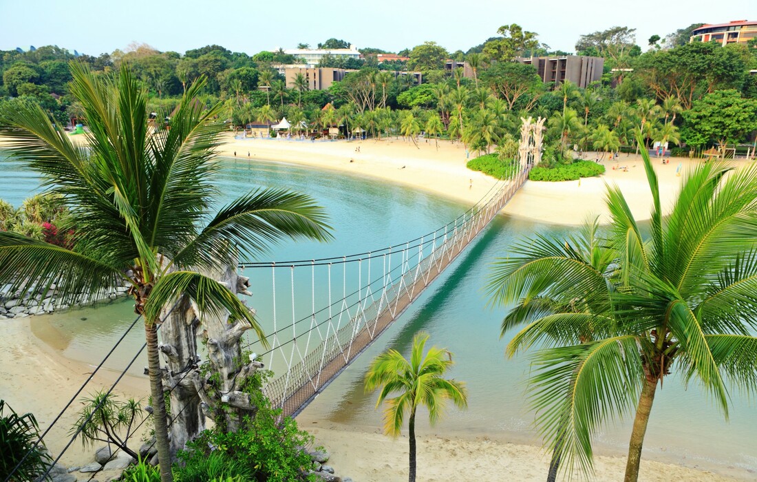 Pješčana plaža na otoku Sentosa, putovanje Singapur, daleka putovanja