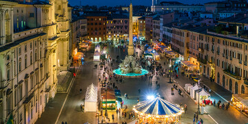 Božično ukrašena Piazza Navona, Advent, Rim, grupno putovanje