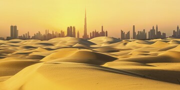 Panorama grada iz pustinje, putovanje u Dubai, Emirati, grupni polasci, daleka putovanja