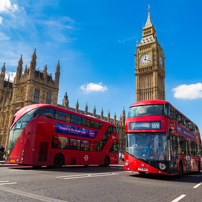 double decker bus, Big Ben i parlament na putovanju London