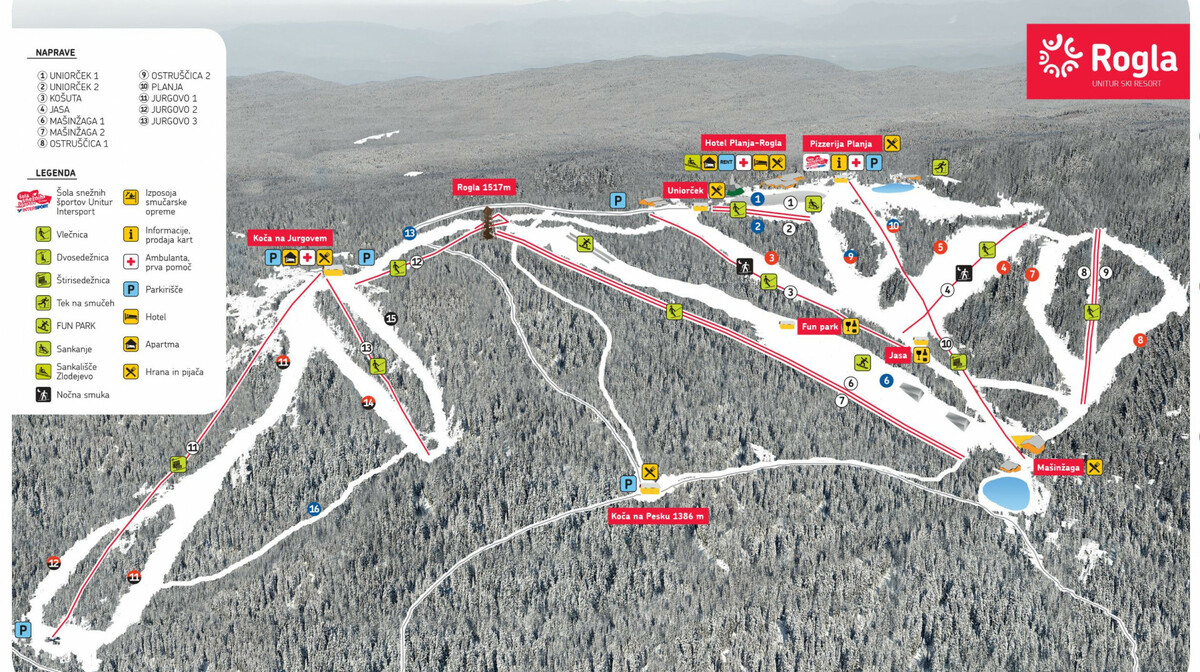 Rogla, ski map