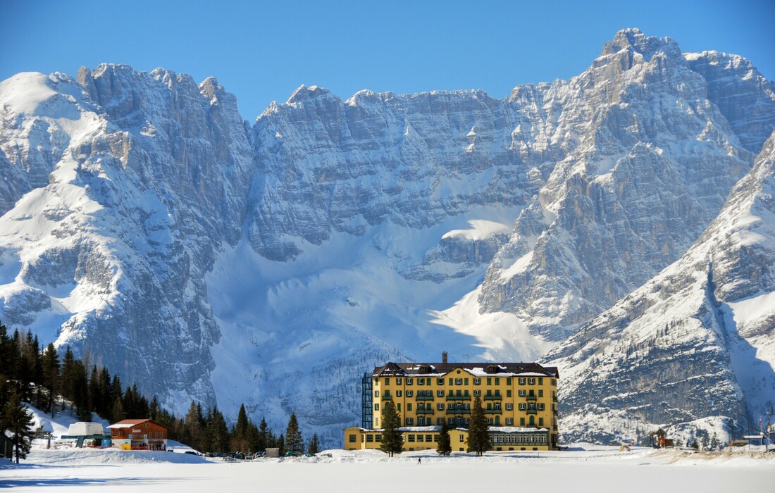 Zaleđeno jezero, lago di misurina, skijanje Cortina, skijanje italija, dolomiti