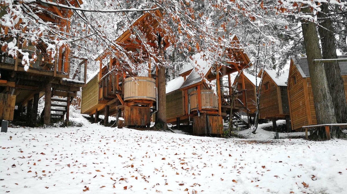 Ribno, Glamping kućice, zima