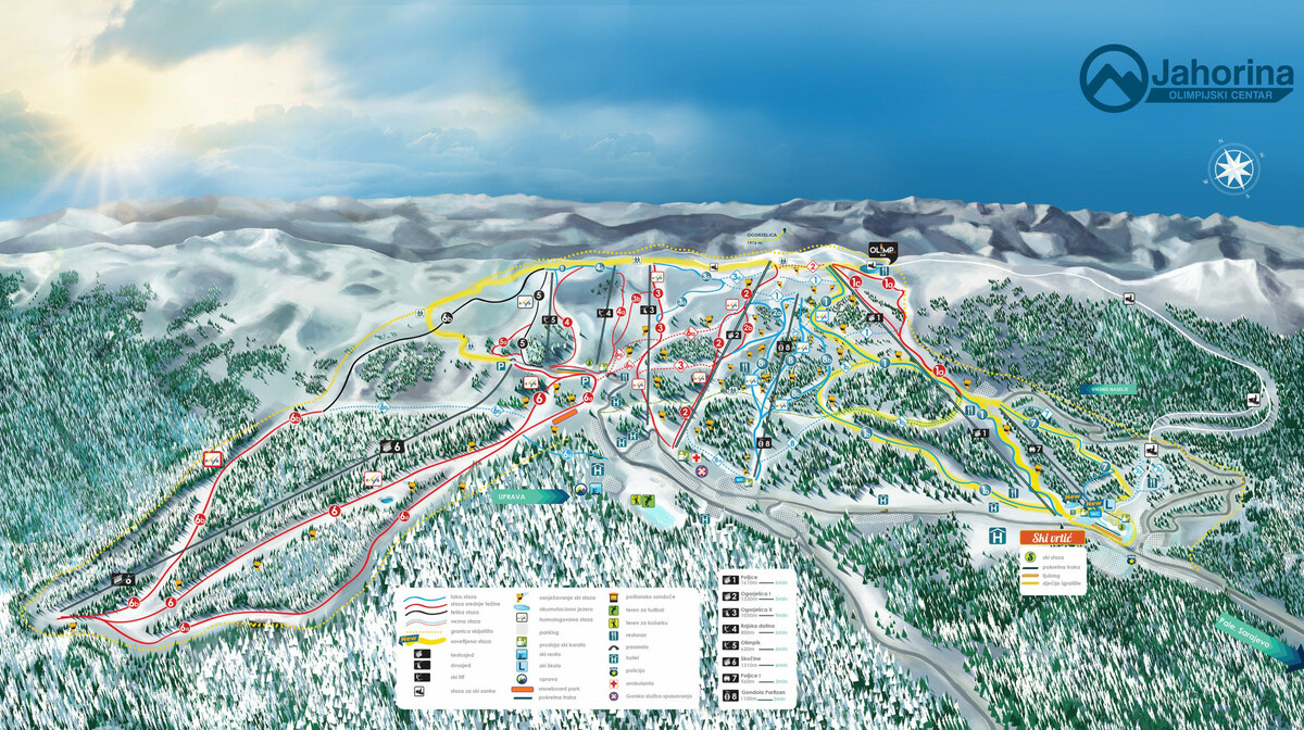 Ski karta Olimpijskog centra Jahorina.