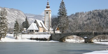 Slovenija, Bohinj, zaleđeno jezero Bohinj