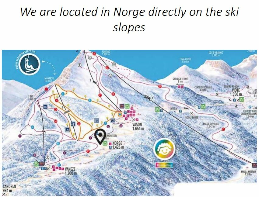 Hotel Norge, Monte Bondone, ski map