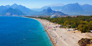 Turska, Antalya, duga pješčana plaža, ljetovanje na mediteranu, putovanje zrakoplovom,charter letovi