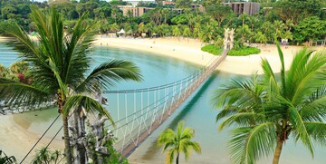 Pješčana plaža na otoku Sentosa, putovanje Singapur, daleka putovanja