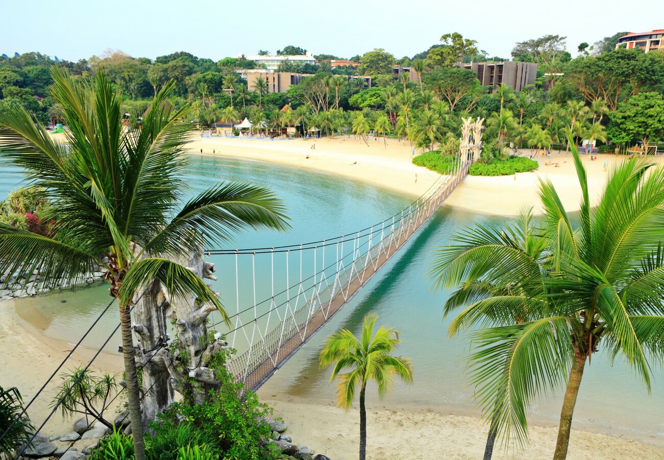 Pješčana plaža na otoku Sentosa, putovanje Singapur, daleka putovanja