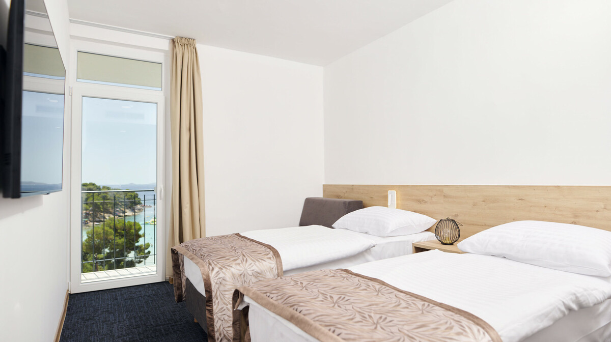 Hotel Colentum, balkon, pogled more, razdvojeni kreveti