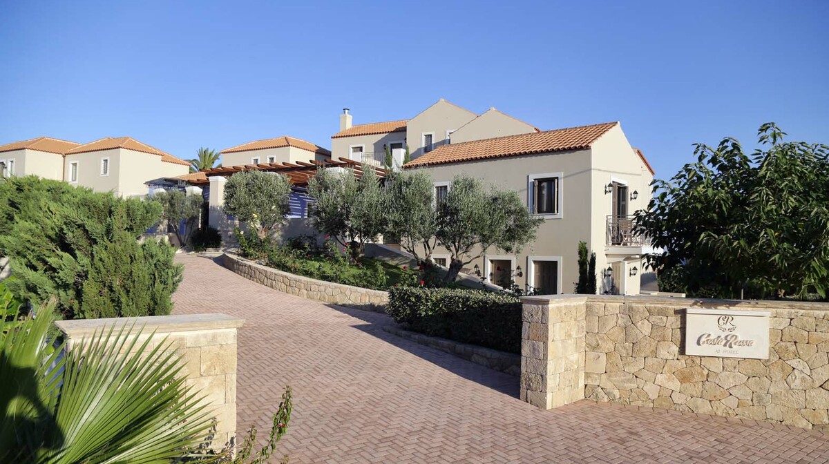 Grčka Kefalonija, Lixuri, Hotel Costa Rossa, ulaz u hotel