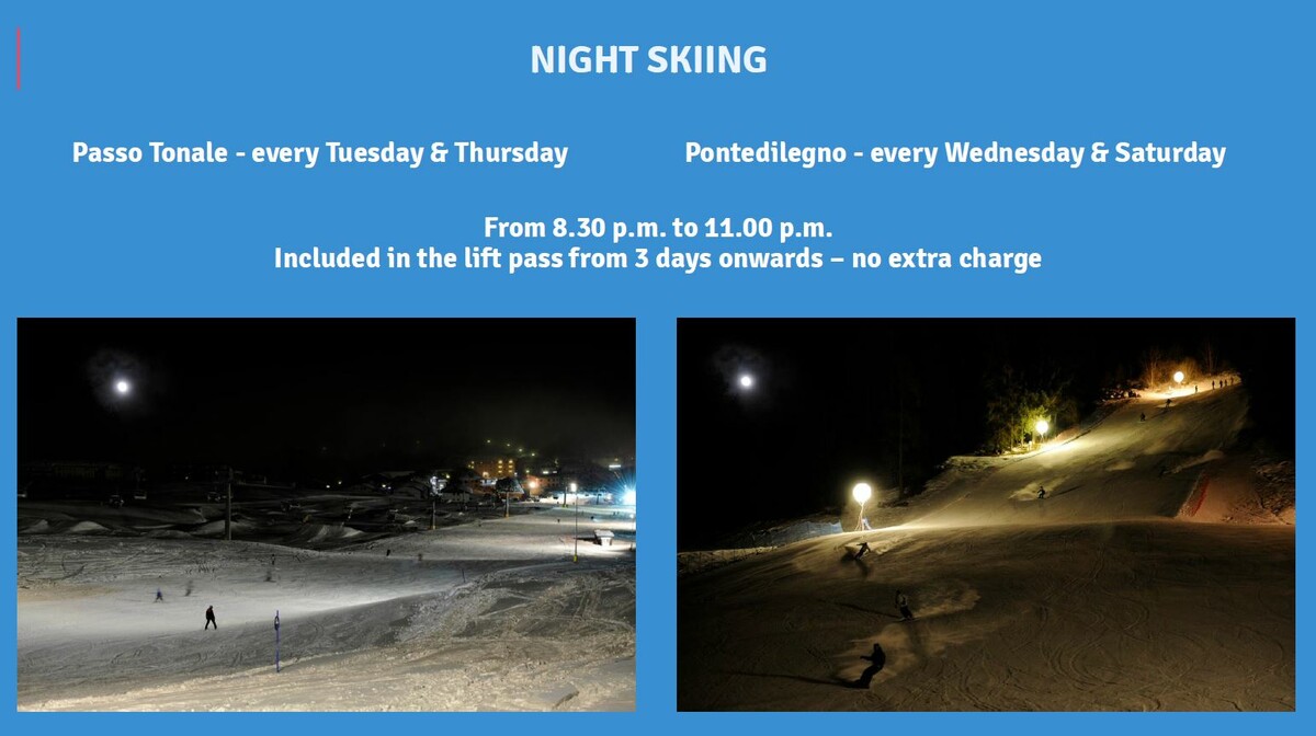 Passo Tonale i Ponte di Legno, noćno skijanje 2023